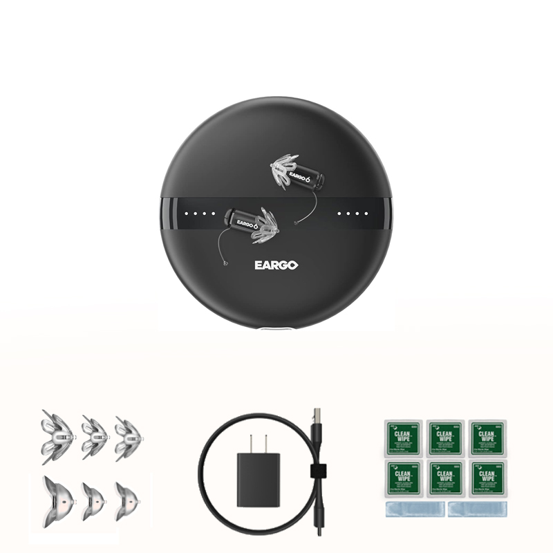 [Szabadidő/Sport] Siemens EARGO 6 bal fül + jobb fül [20-55 dB], használati idő: 16 óra (csere fülhallgató*3, tisztítókészlet, töltő)